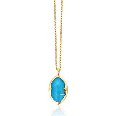 18ct gold vermeil bisous necklace with turquoise doublet pendant